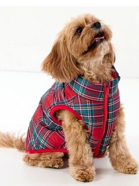 Mark & Graham plaid puffer dog jacket
